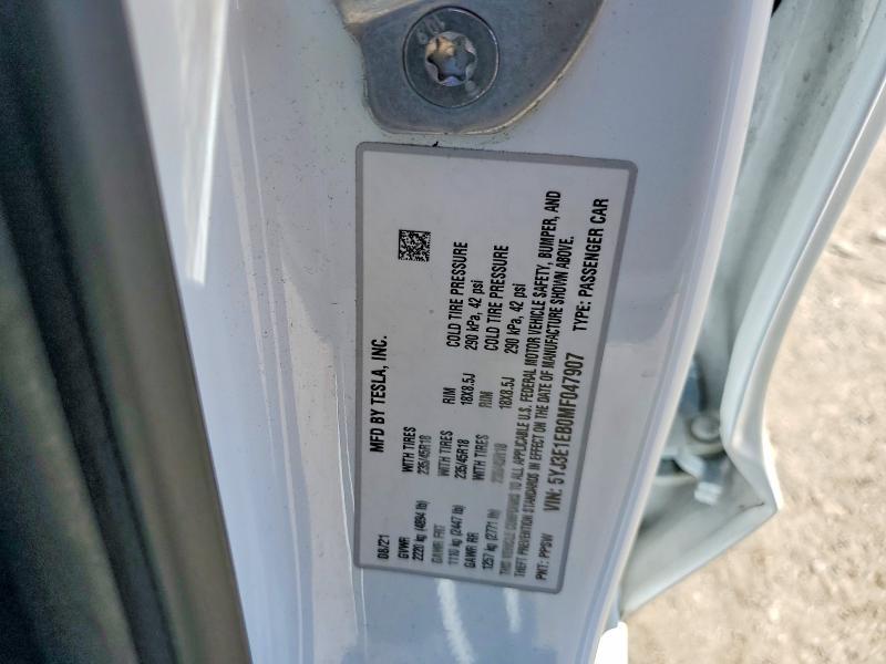 5YJ3E1EB0MF047907 2021 TESLA MODEL 3 photo no. 12