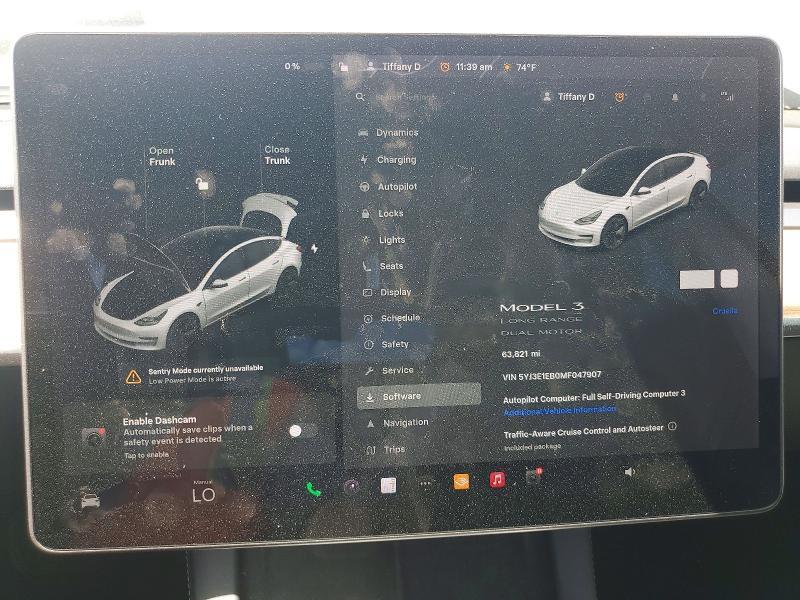 5YJ3E1EB0MF047907 2021 TESLA MODEL 3 photo no. 9