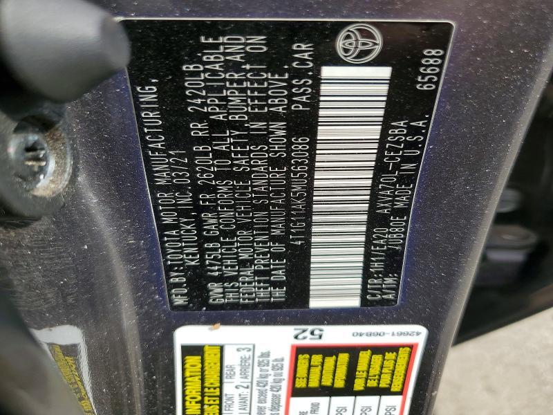 4T1G11AK5MU563086 2021 TOYOTA CAMRY photo no. 12