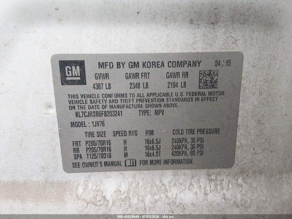 KL7CJRSB6FB203241 2015 CHEVROLET TRAX photo no. 9