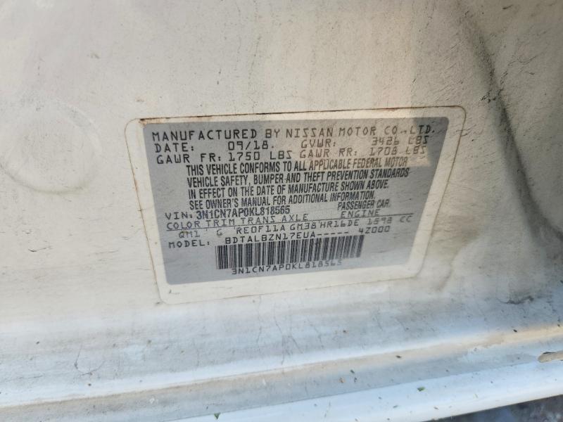 3N1CN7AP0KL818565 2019 NISSAN VERSA photo no. 12