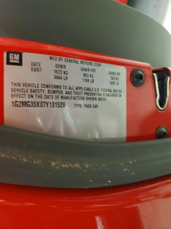 1G2MG35X07Y131529 2007 PONTIAC SOLSTICE photo no. 12