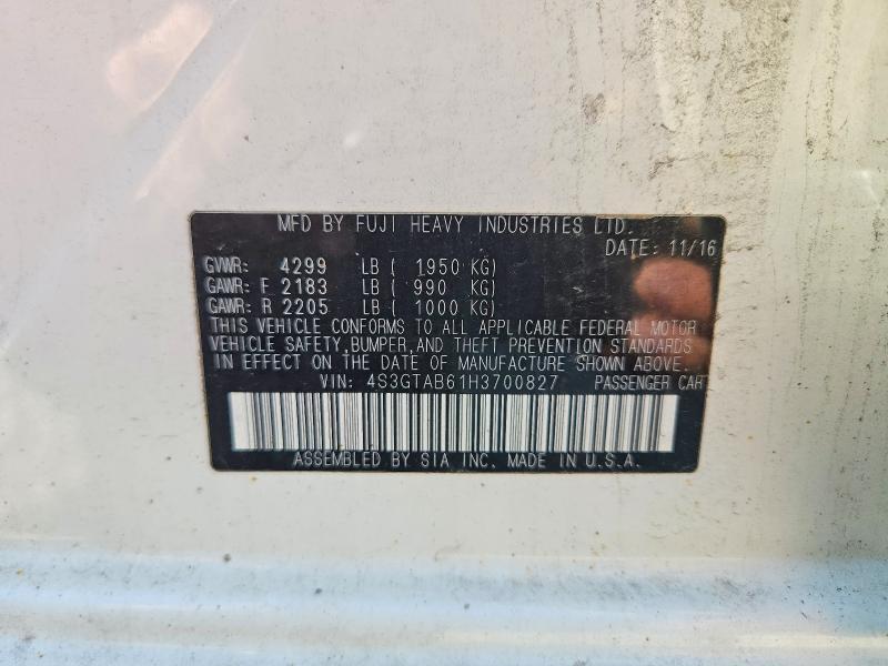 4S3GTAB61H3700827 2017 SUBARU IMPREZA photo no. 12