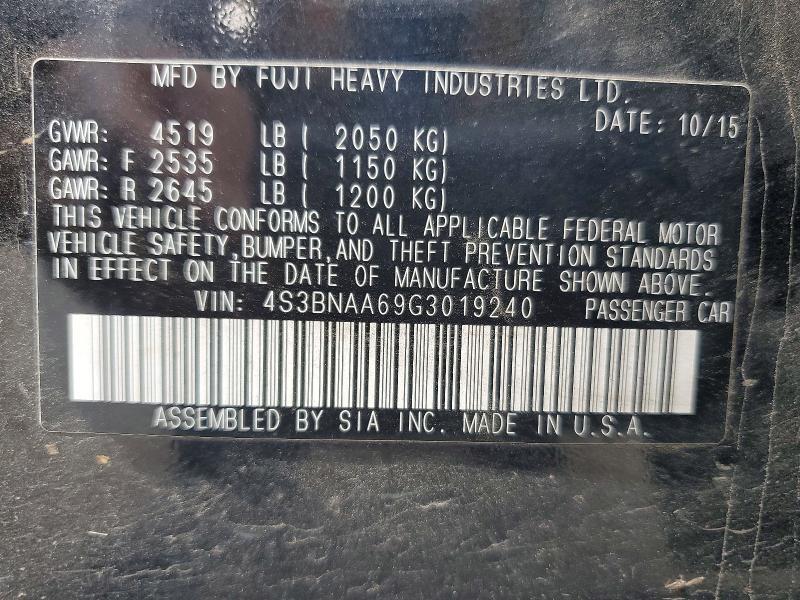 4S3BNAA69G3019240 2016 SUBARU LEGACY photo no. 12