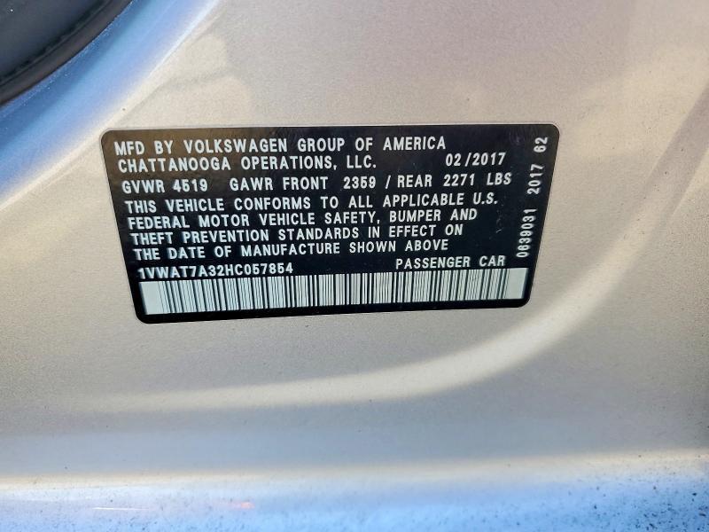 1VWAT7A32HC057854 2017 VOLKSWAGEN PASSAT photo no. 12