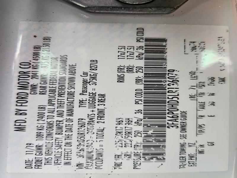3FA6P0HD5LR136079 2020 FORD FUSION photo no. 12