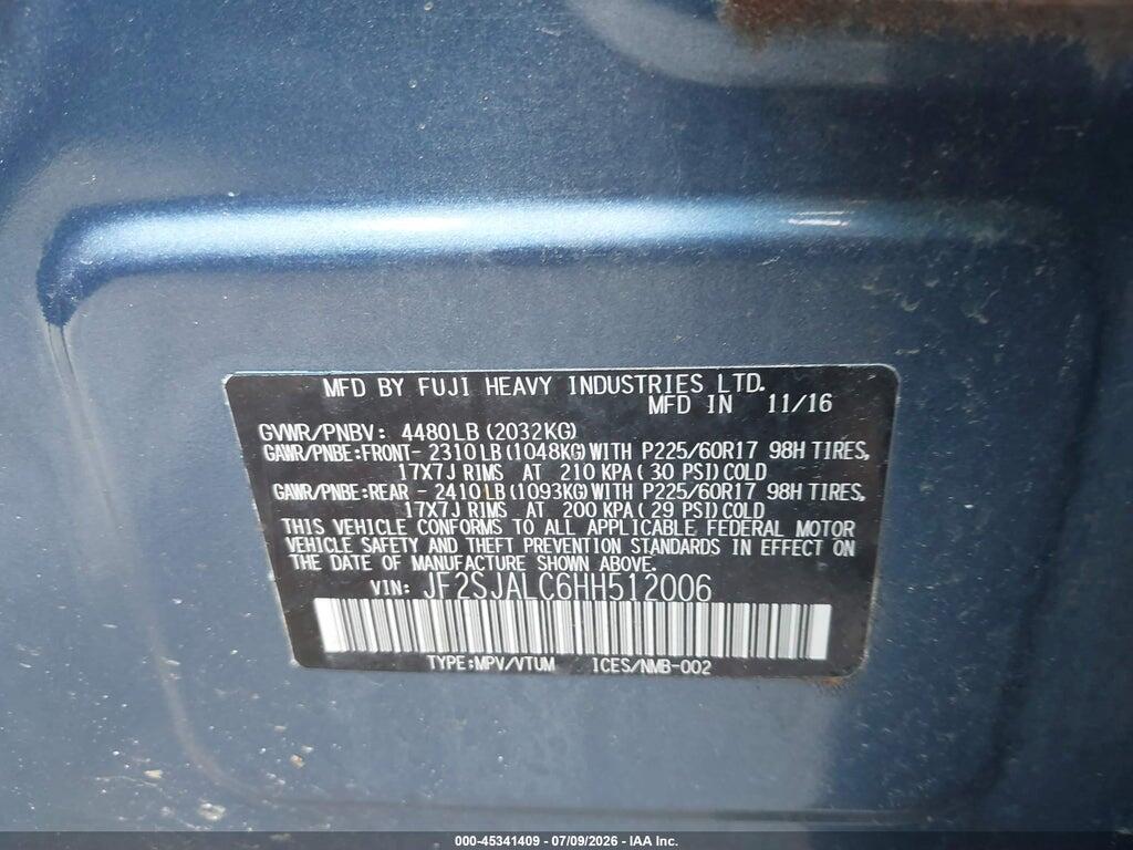 JF2SJALC6HH512006 2017 SUBARU FORESTER photo no. 9