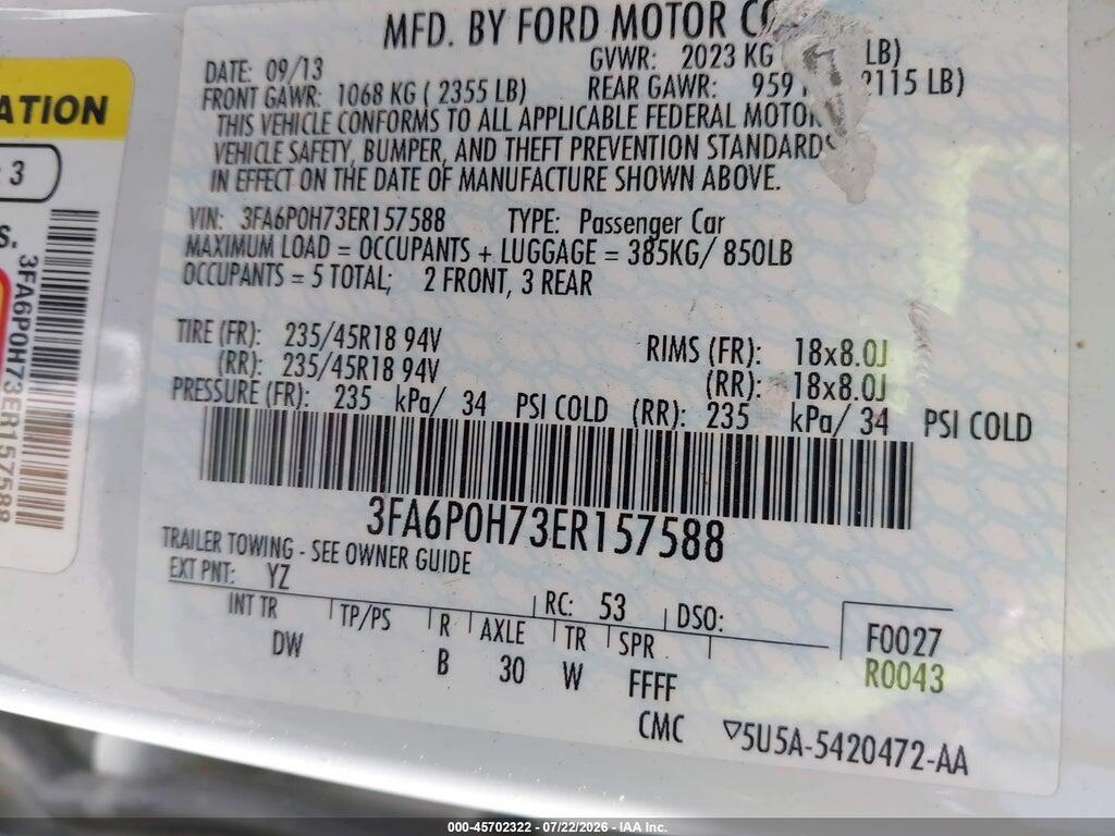 3FA6P0H73ER157588 2014 FORD FUSION photo no. 9