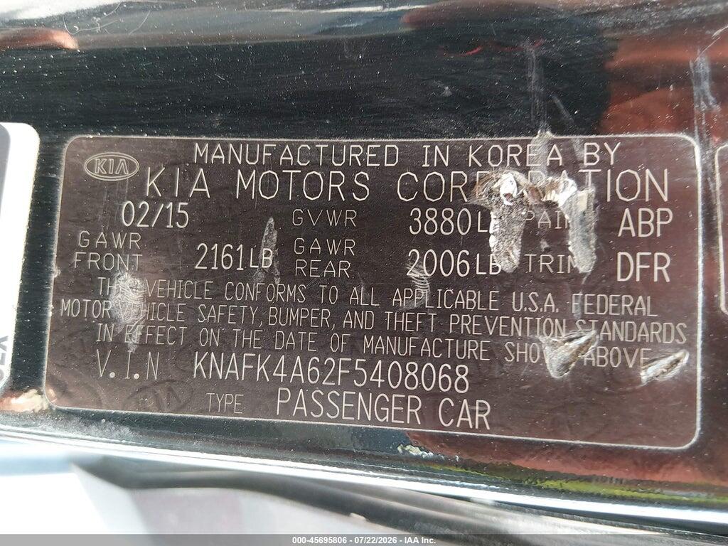 KNAFK4A62F5408068 2015 KIA FORTE photo no. 9