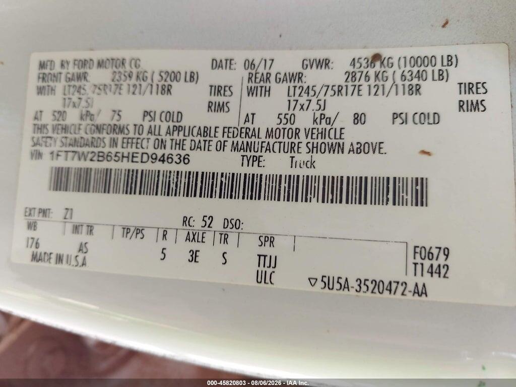 1FT7W2B65HED94636 2017 FORD F-250 photo no. 9