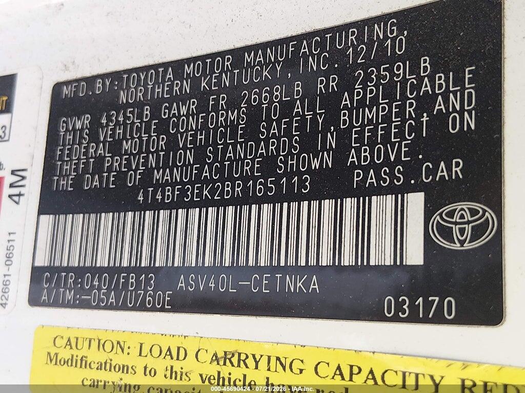 4T4BF3EK2BR165113 2011 TOYOTA CAMRY photo no. 9
