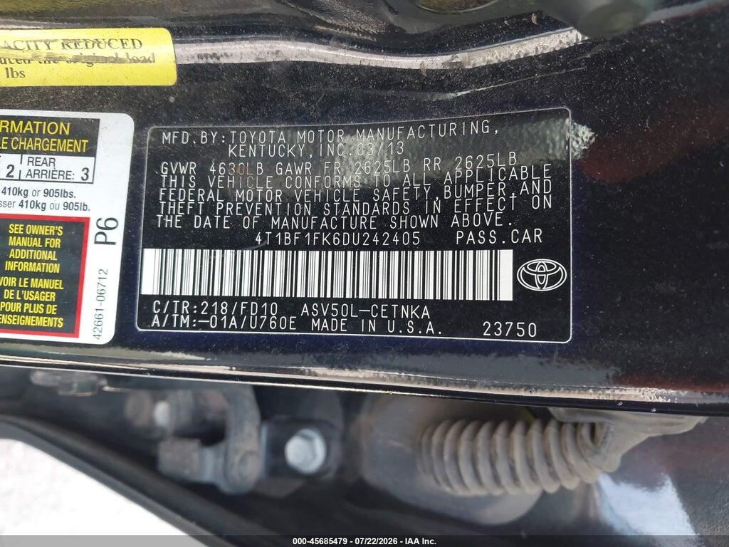 4T1BF1FK6DU242405 2013 TOYOTA CAMRY photo no. 9