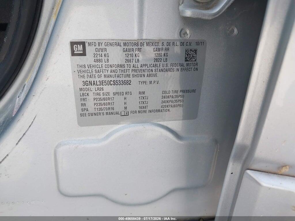 3GNAL3E50CS533682 2012 CHEVROLET CAPTIVA SPORT photo no. 9