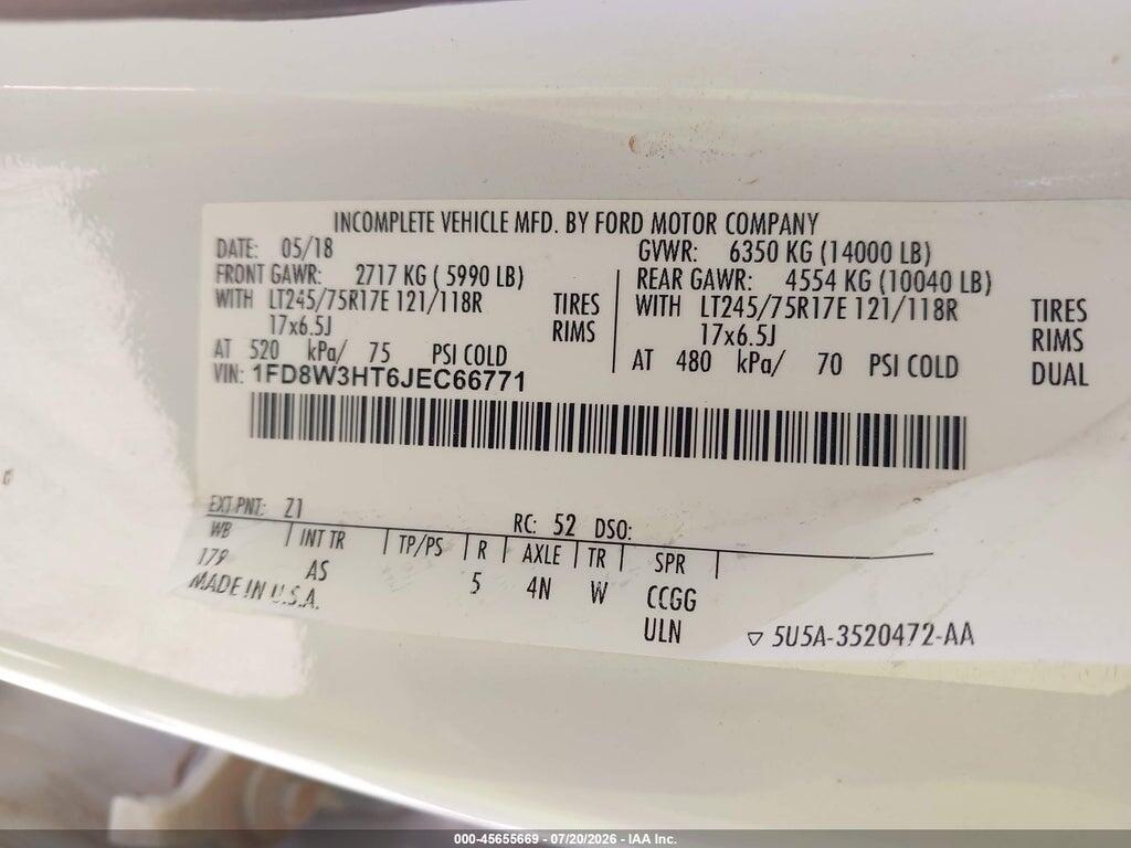 1FD8W3HT6JEC66771 2018 FORD F-350 CHASSIS photo no. 9