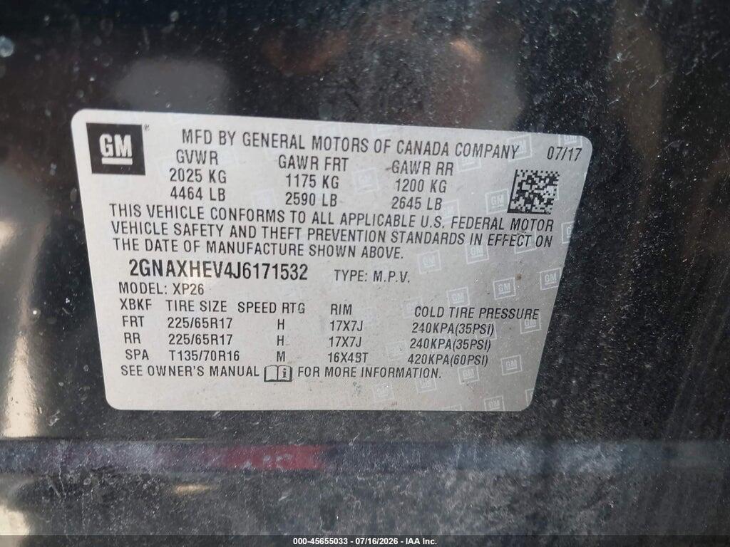 2GNAXHEV4J6171532 2018 CHEVROLET EQUINOX photo no. 9