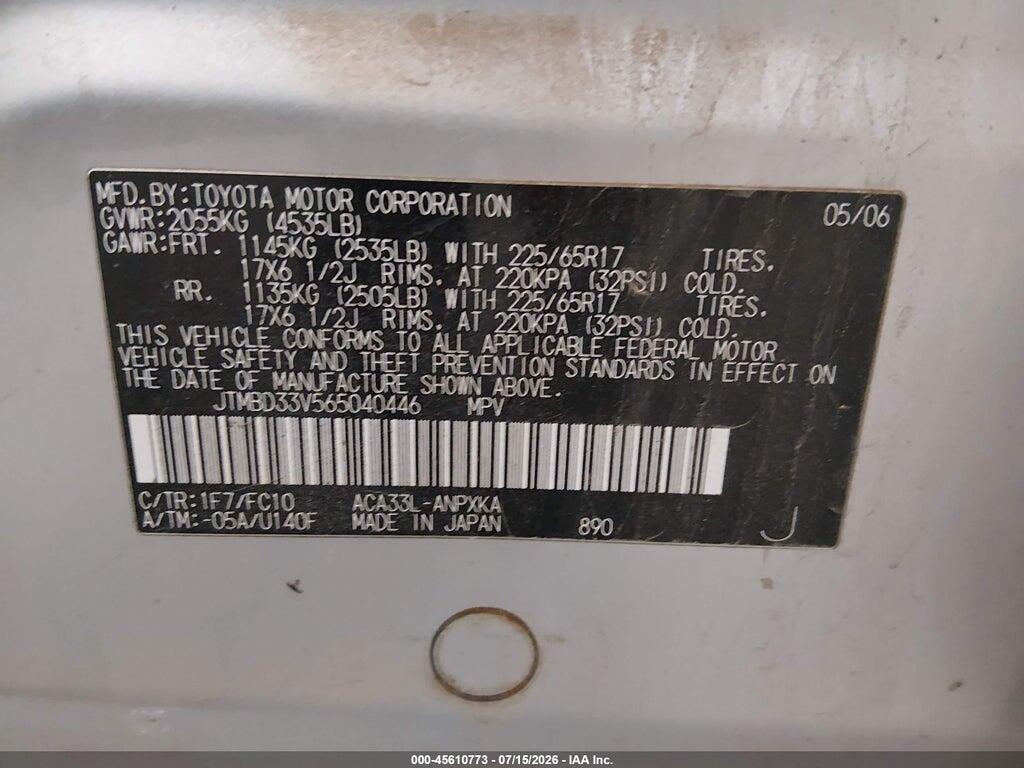 JTMBD33V565040446 2006 TOYOTA RAV4 photo no. 9