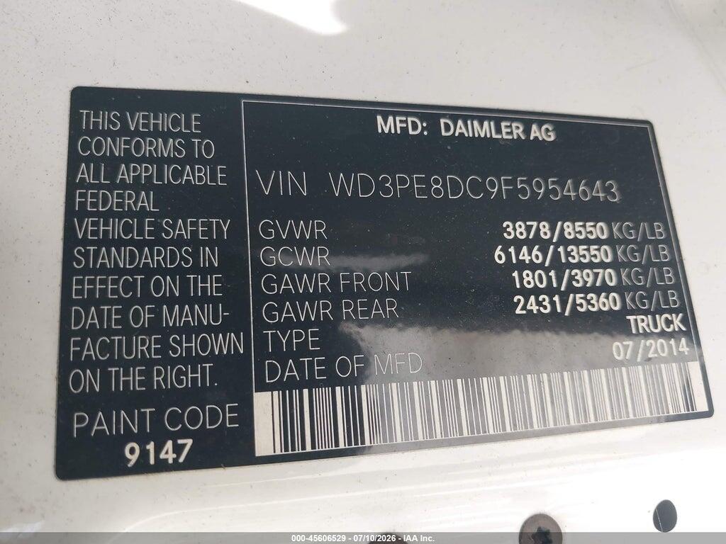 WD3PE8DC9F5954643 2015 MERCEDES-BENZ SPRINTER 2500 photo no. 9