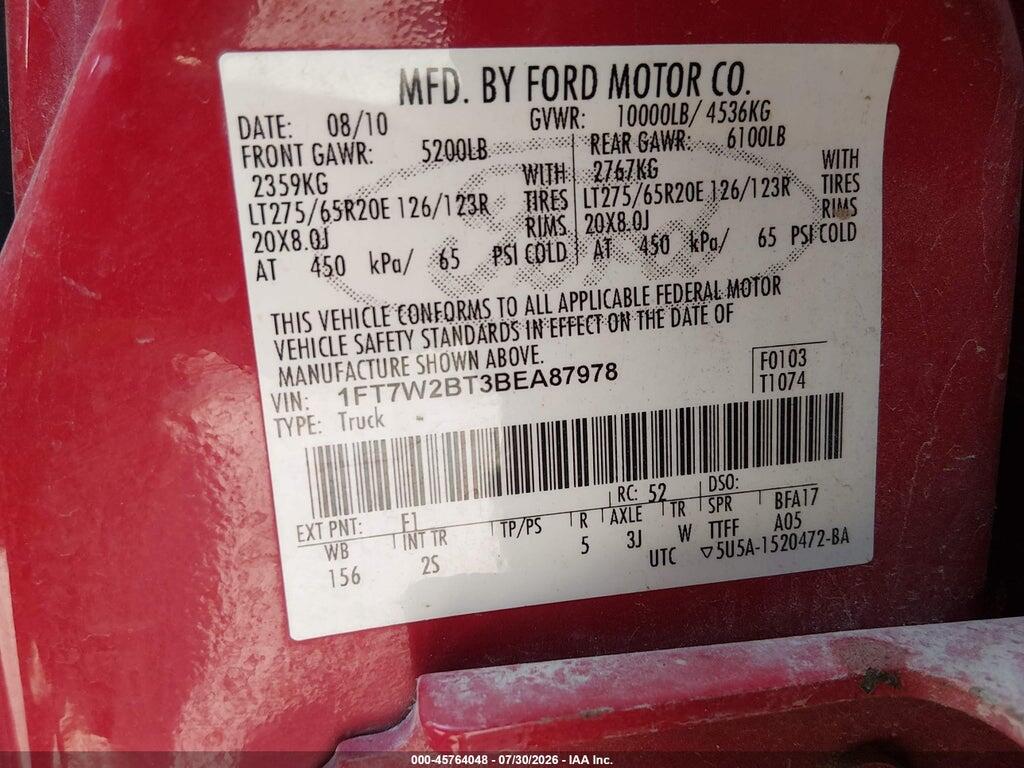 1FT7W2BT3BEA87978 2011 FORD F-250 photo no. 9