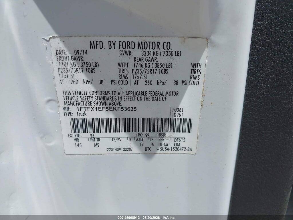1FTFX1EF5EKF53635 2014 FORD F-150 photo no. 9