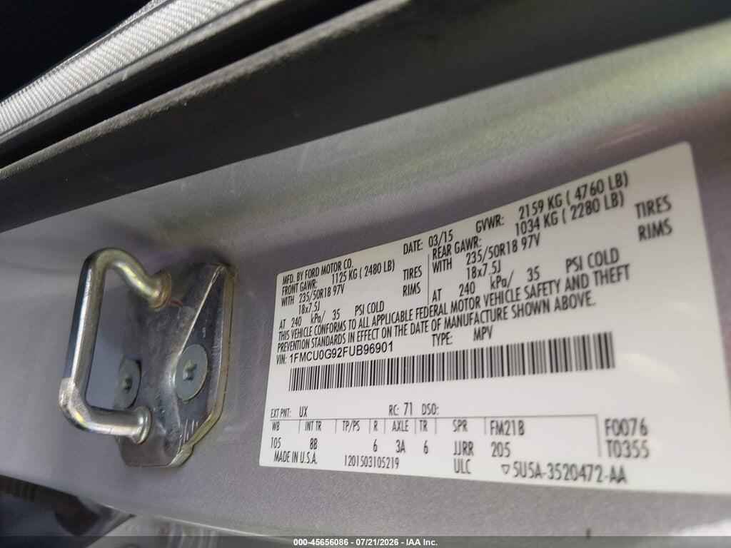 1FMCU0G92FUB96901 2015 FORD ESCAPE photo no. 9