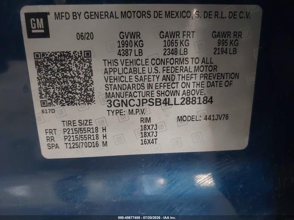 3GNCJPSB4LL288184 2020 CHEVROLET TRAX photo no. 9