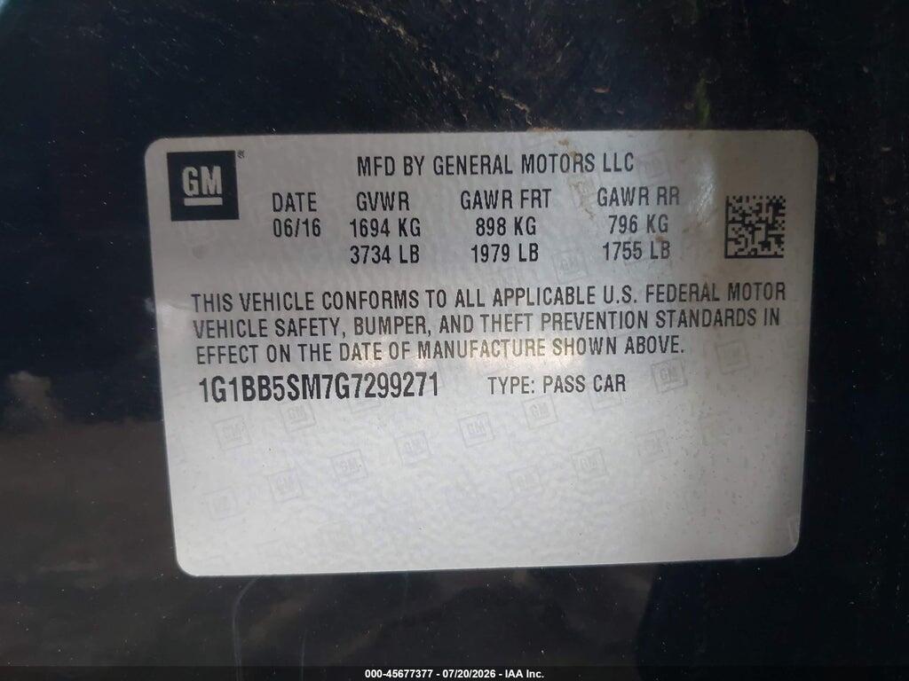 1G1BB5SM7G7299271 2016 CHEVROLET CRUZE photo no. 9