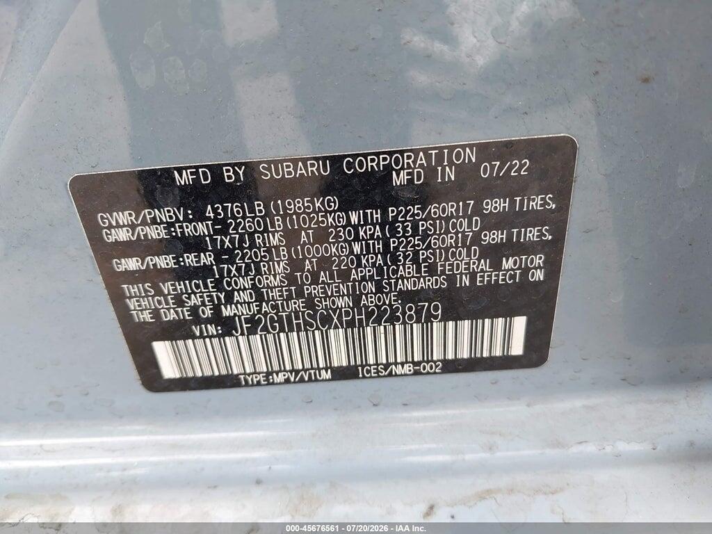 JF2GTHSCXPH223879 2023 SUBARU CROSSTREK photo no. 9