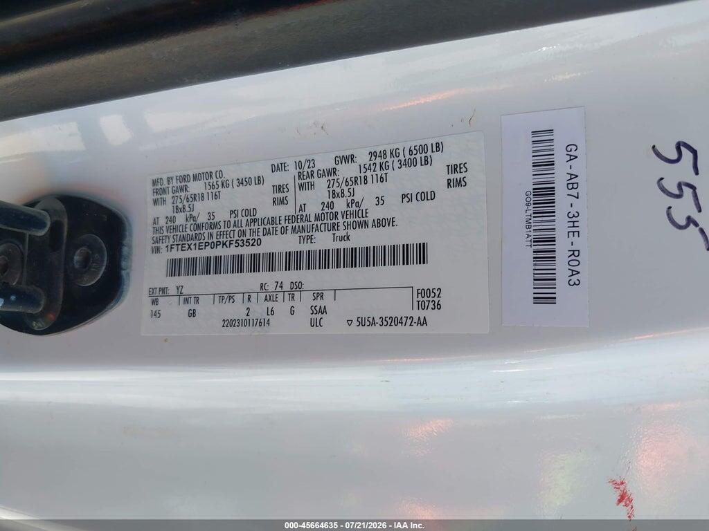1FTEX1EP0PKF53520 2023 FORD F-150 photo no. 9