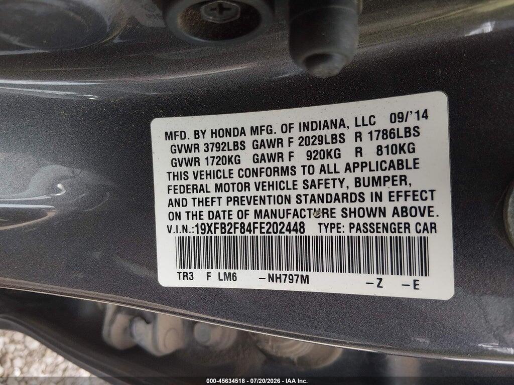 19XFB2F84FE202448 2015 HONDA CIVIC photo no. 9