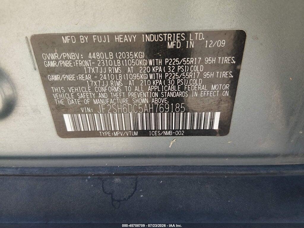 JF2SH6DC5AH769185 2010 SUBARU FORESTER photo no. 9