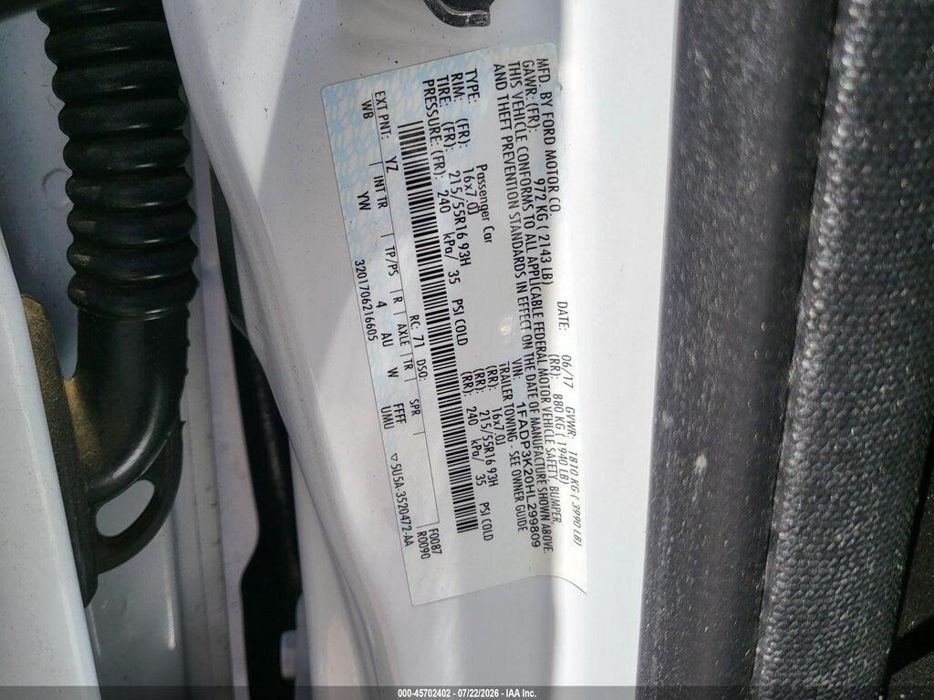 1FADP3K20HL299809 2017 FORD FOCUS photo no. 9