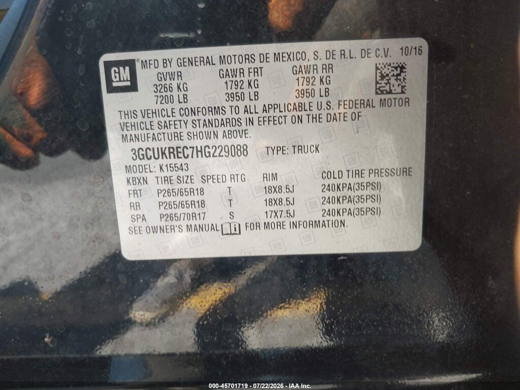 3GCUKREC7HG229088 2017 CHEVROLET SILVERADO 1500 photo no. 9