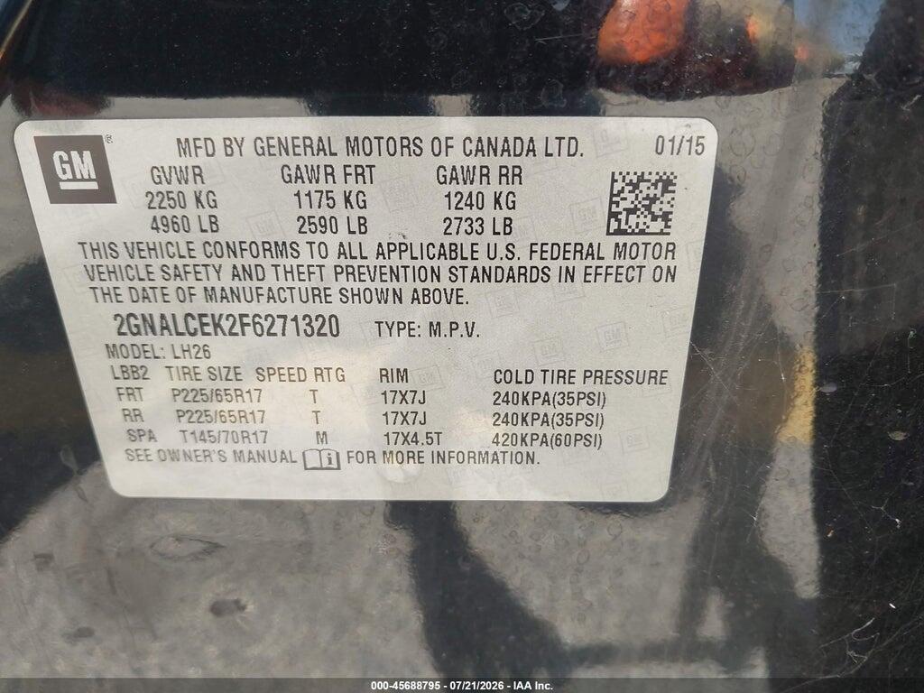 2GNALCEK2F6271320 2015 CHEVROLET EQUINOX photo no. 9