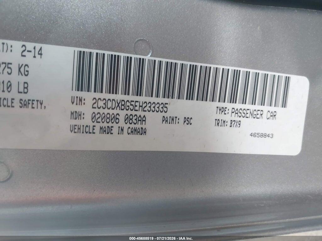 2C3CDXBG5EH233335 2014 DODGE CHARGER photo no. 9