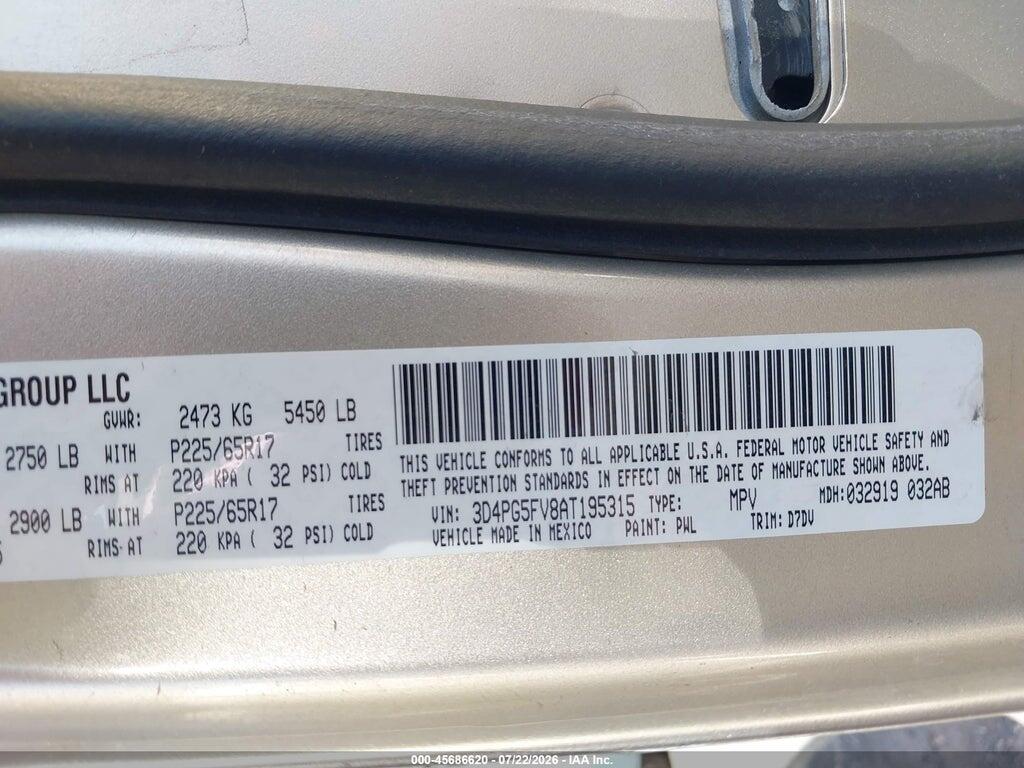3D4PG5FV8AT195315 2010 DODGE JOURNEY photo no. 9