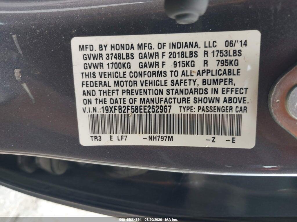 19XFB2F58EE252967 2014 HONDA CIVIC photo no. 9