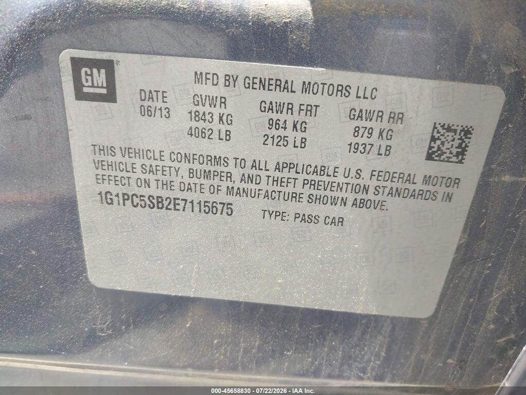1G1PC5SB2E7115675 2014 CHEVROLET CRUZE photo no. 9