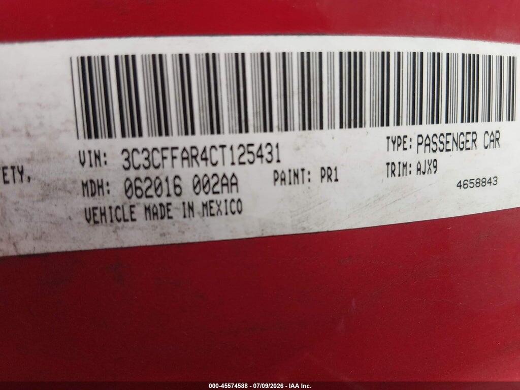 3C3CFFAR4CT125431 2012 FIAT 500 photo no. 9