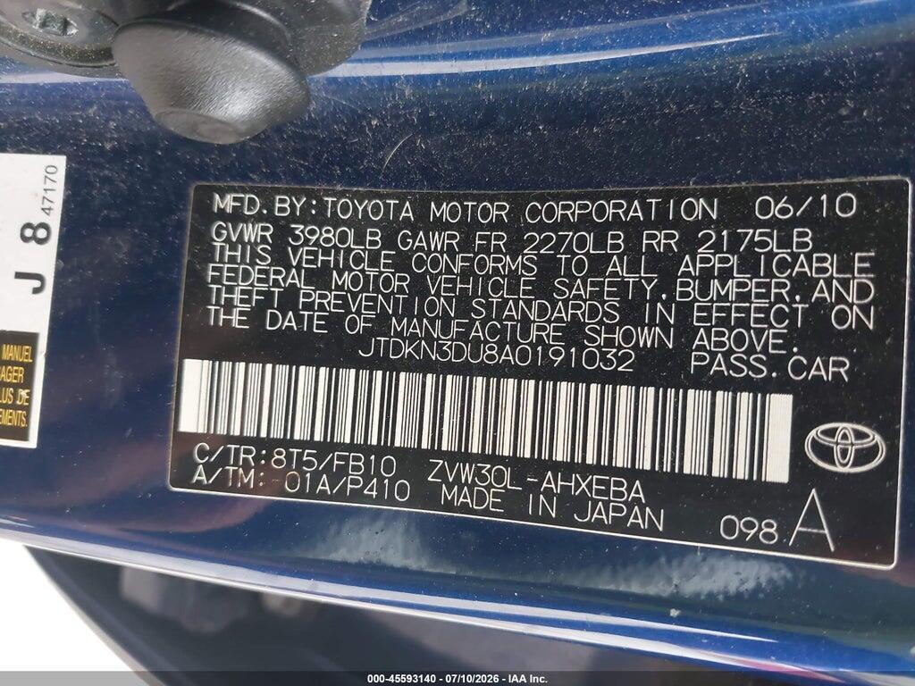 JTDKN3DU8A0191032 2010 TOYOTA PRIUS photo no. 9