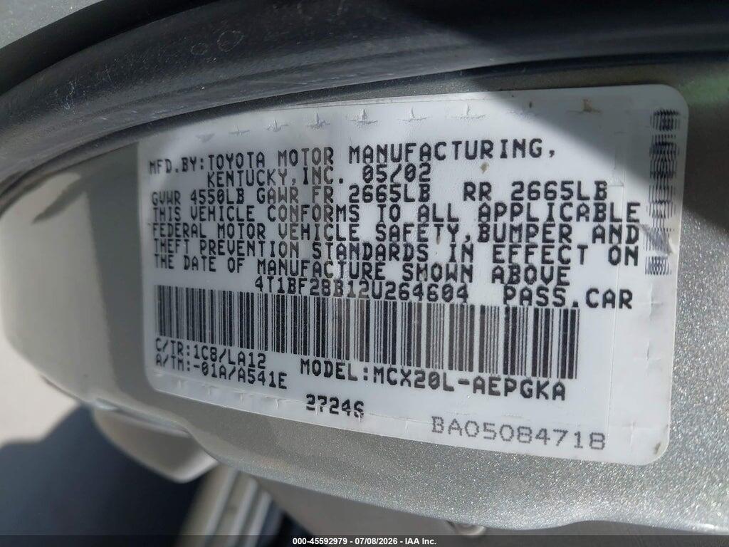 4T1BF28B12U264604 2002 TOYOTA AVALON photo no. 9