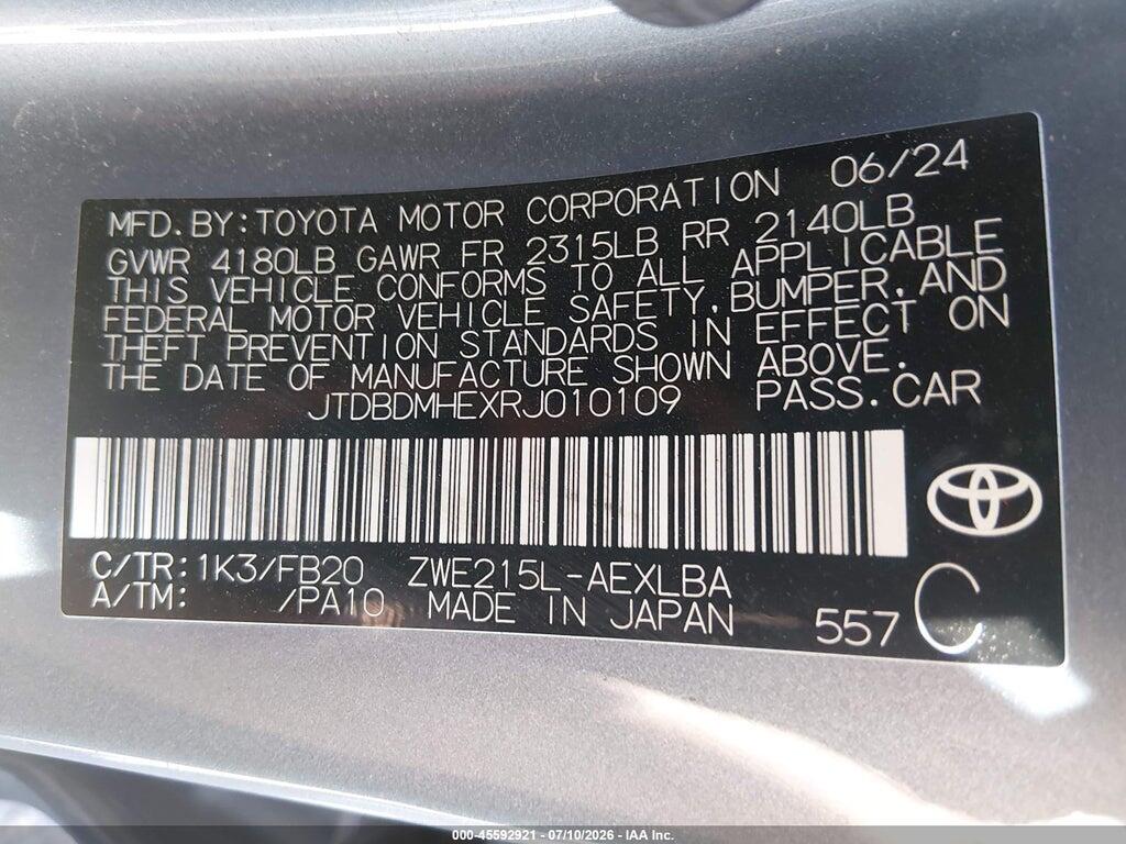 JTDBDMHEXRJ010109 2024 TOYOTA COROLLA photo no. 9