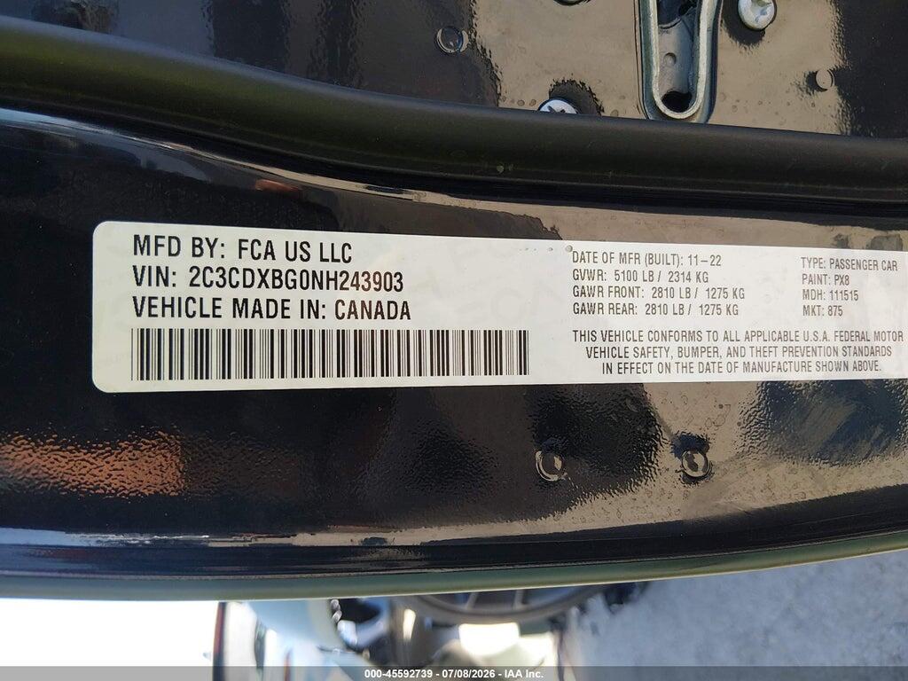 2C3CDXBG0NH243903 2022 DODGE CHARGER photo no. 9