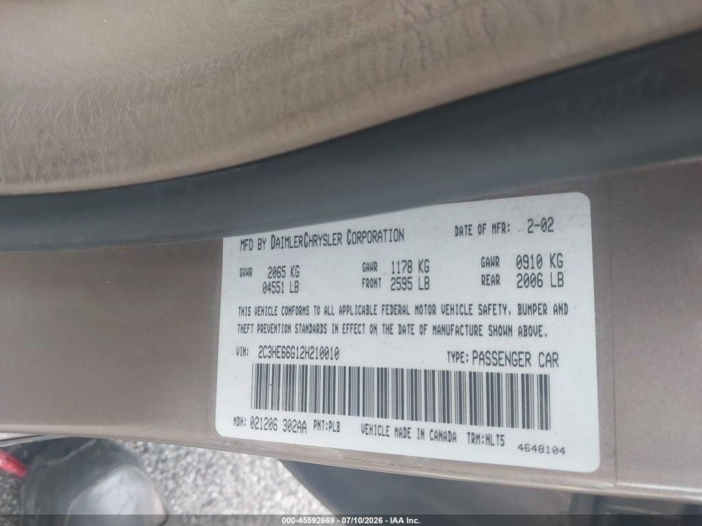 2C3HE66G12H210010 2002 CHRYSLER 300M photo no. 9