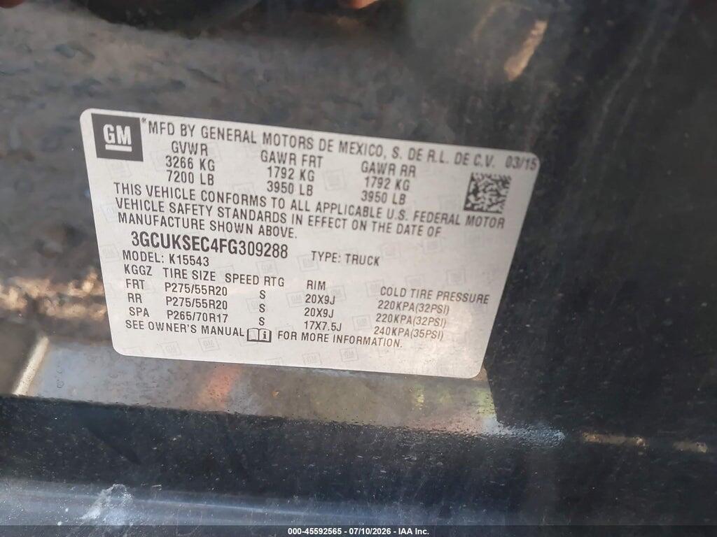 3GCUKSEC4FG309288 2015 CHEVROLET SILVERADO 1500 photo no. 9
