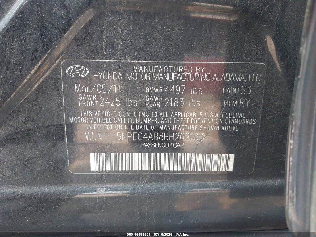 5NPEC4AB8BH262133 2011 HYUNDAI SONATA photo no. 9