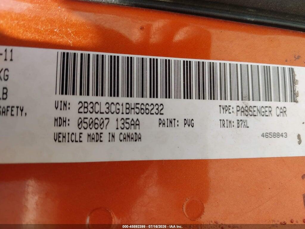 2B3CL3CG1BH566232 2011 DODGE CHARGER photo no. 9