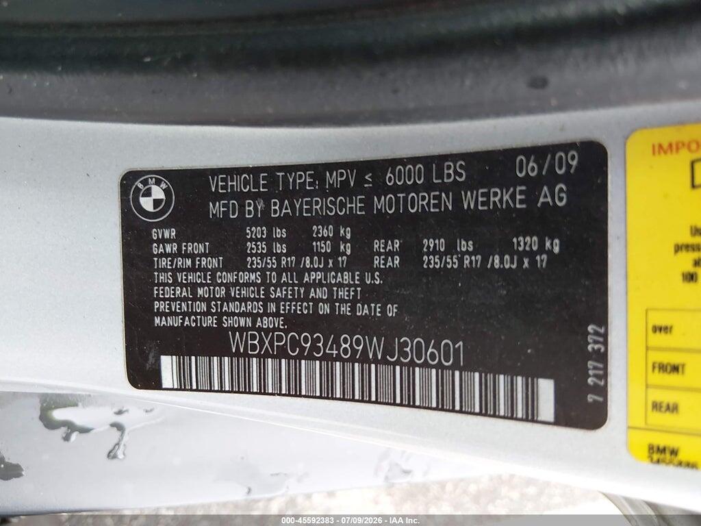 WBXPC93489WJ30601 2009 BMW X3 photo no. 9