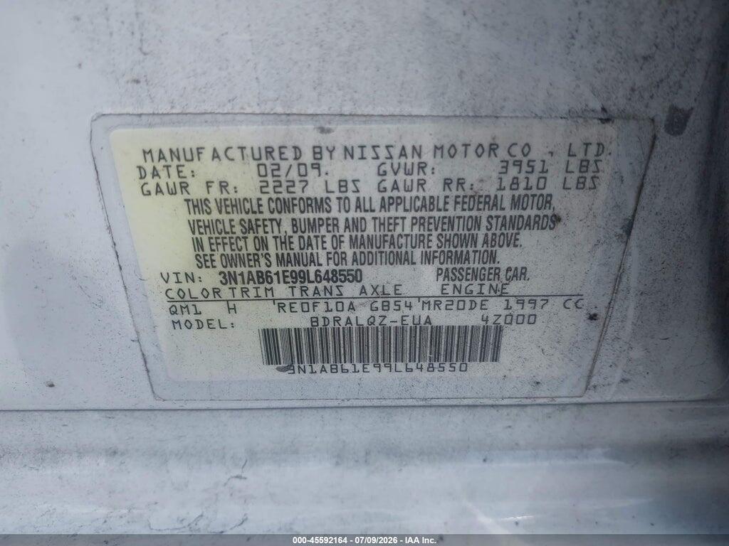 3N1AB61E99L648550 2009 NISSAN SENTRA photo no. 9