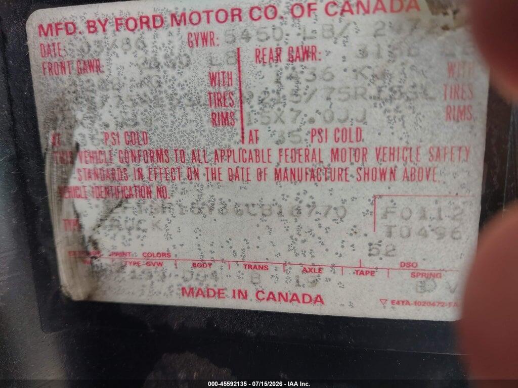 2FTDF15Y3GCB16770 1986 FORD F150 photo no. 9