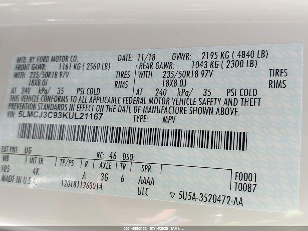 5LMCJ3C93KUL21167 2019 LINCOLN MKC photo no. 9